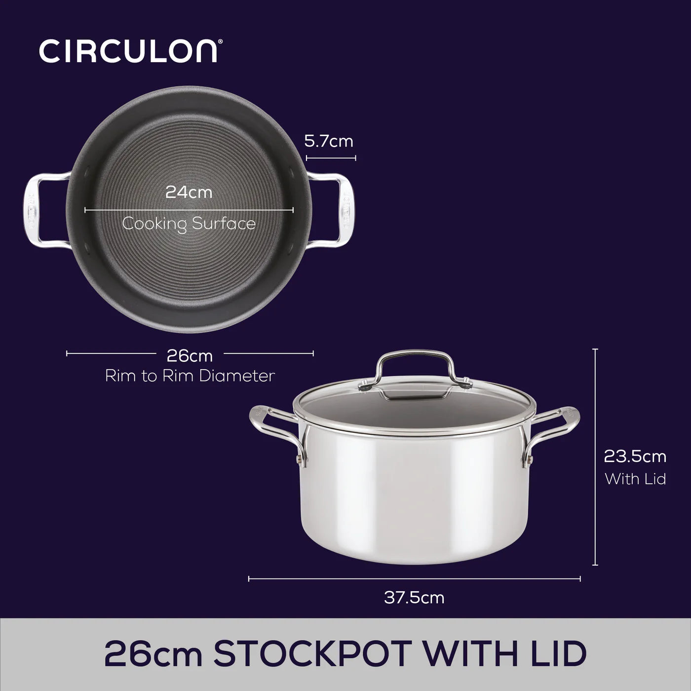 Circulon Clad Series Stockpot, 26cm/7.6L