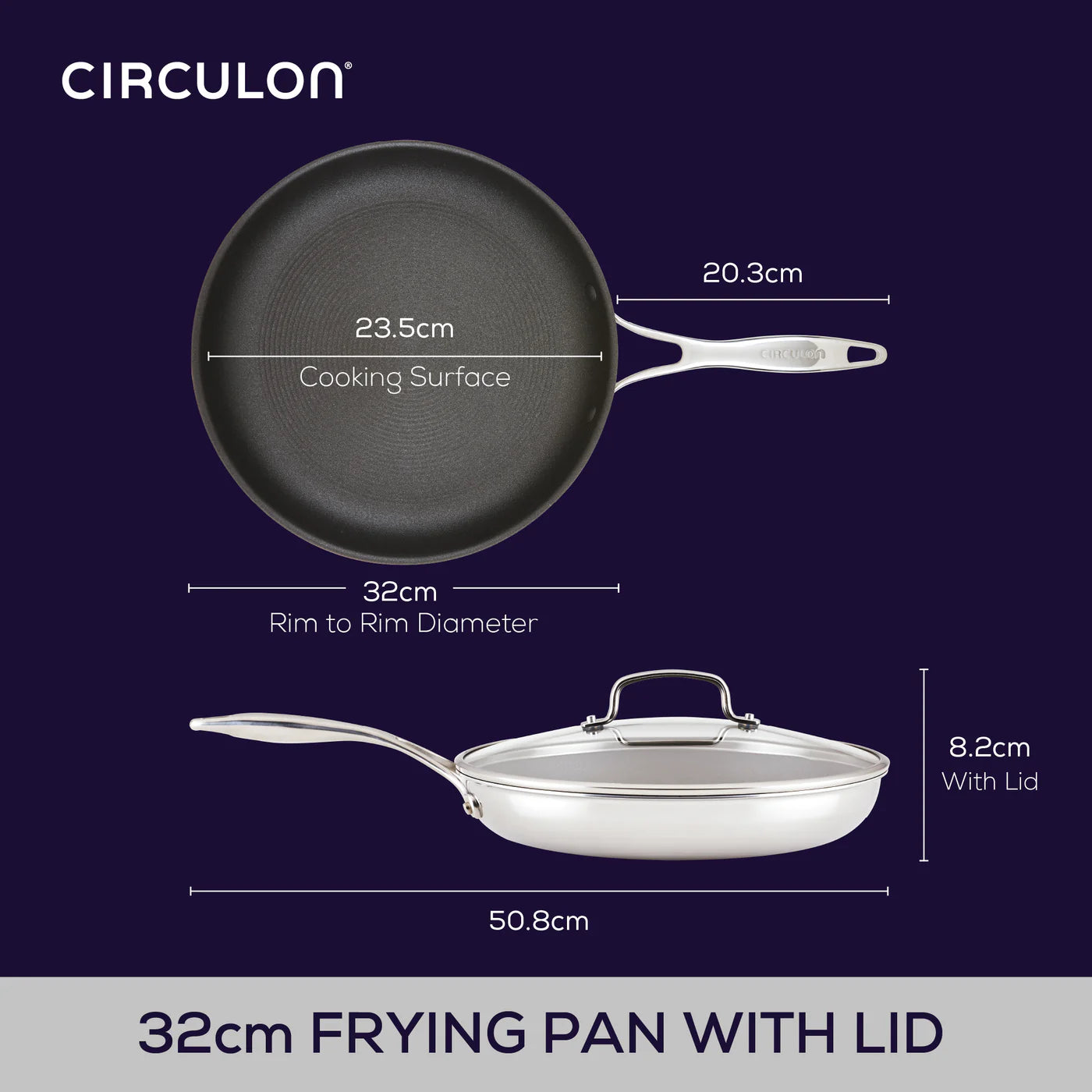 Circulon Clad Series Covered Skillet, 32cm