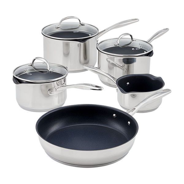 Stellar Profile 7000, 5 Piece Draining Saucepan Set, Non-Stick
