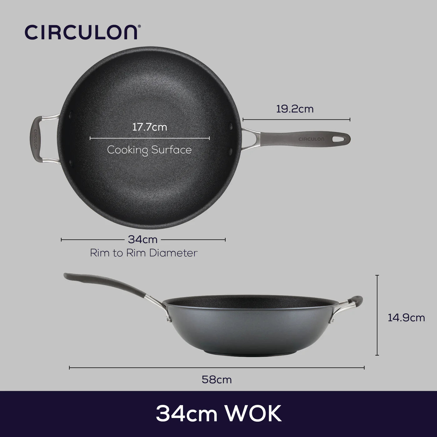 Circulon A1 Series Open Stirfry with Helper Handle, 33.6cm