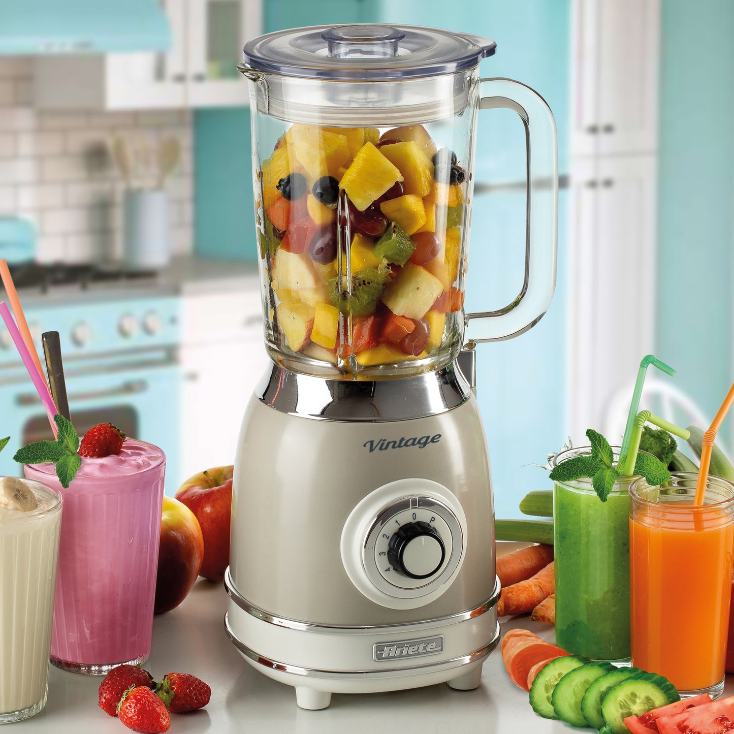 Ariete 1000W Vintage Glass Jug Blender – Cream