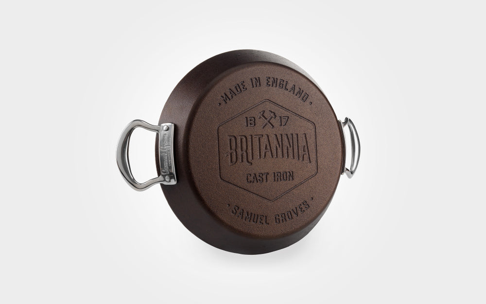 Samuel Groves Britannia Cast Iron Double Handled Skillet
