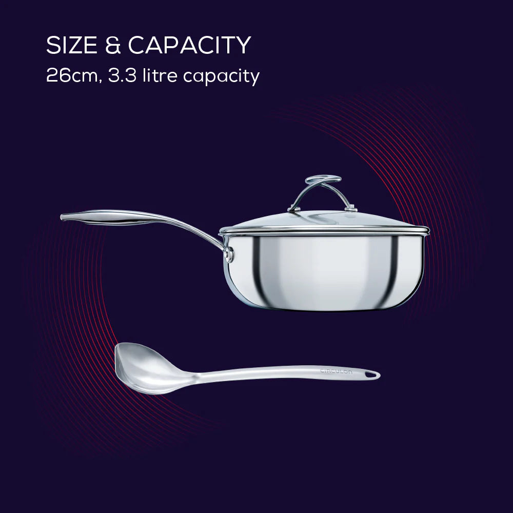 Circulon SteelShield™ Hybrid Non-Stick Chef Sauté Pan & Spoon Set – 24cm / 3L