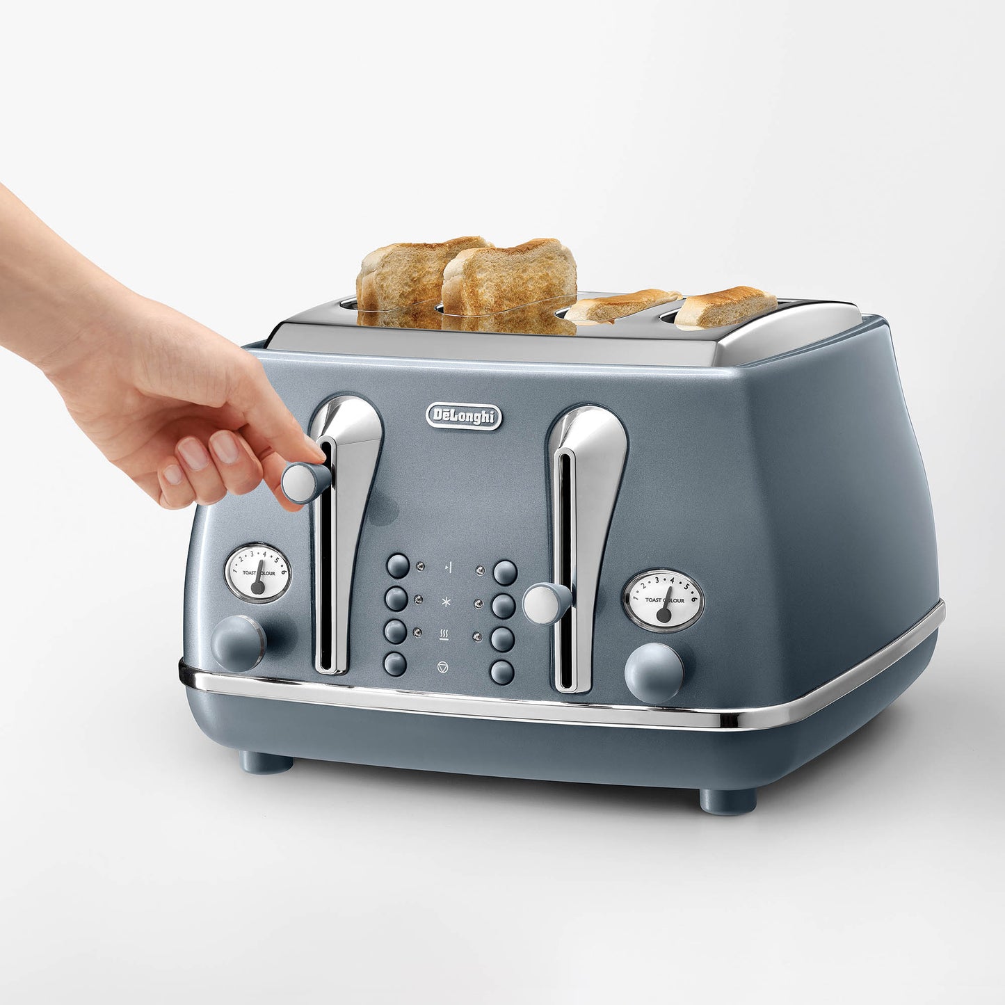 De’Longhi 4-Slice Icona Metallics Toaster – Azure