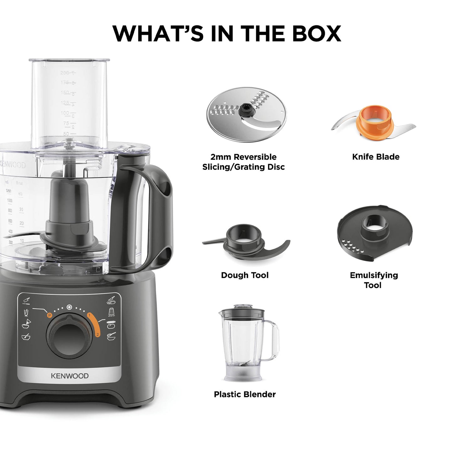 Kenwood 1000W MultiPro 2-in-1 Compact Food Processor & Blender Grey
