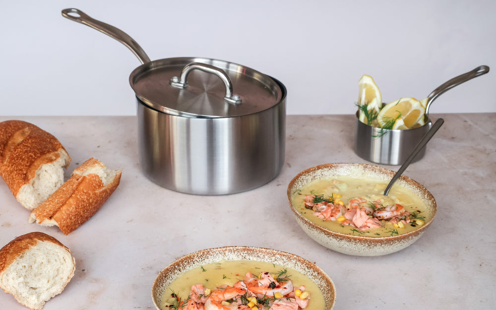 Samuel Groves Classic Non-Stick Stainless Steel Triply Saucepan with Lid