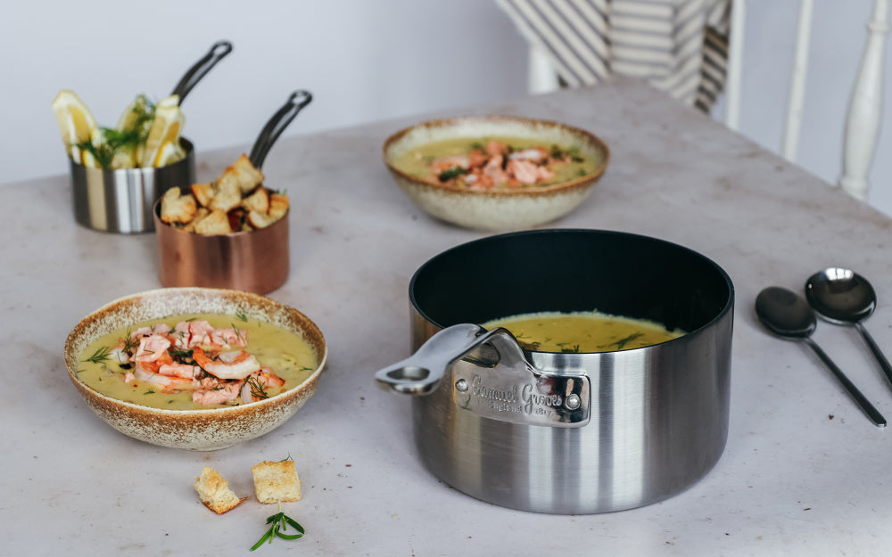 Samuel Groves Classic Non-Stick Stainless Steel Triply Saucepan with Lid