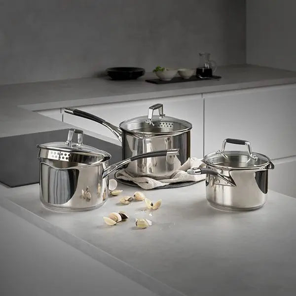 Stellar Flow, 3 Piece Draining Saucepan Set