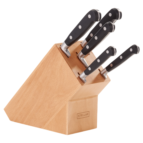 Stellar Sabatier IS, 5 Piece Knife Block Set, Wood