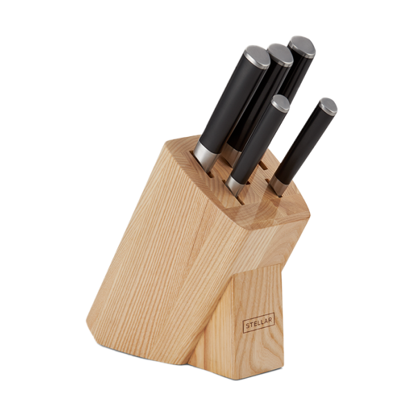 Stellar Poise, 5 Piece Knife Block Set, Wood