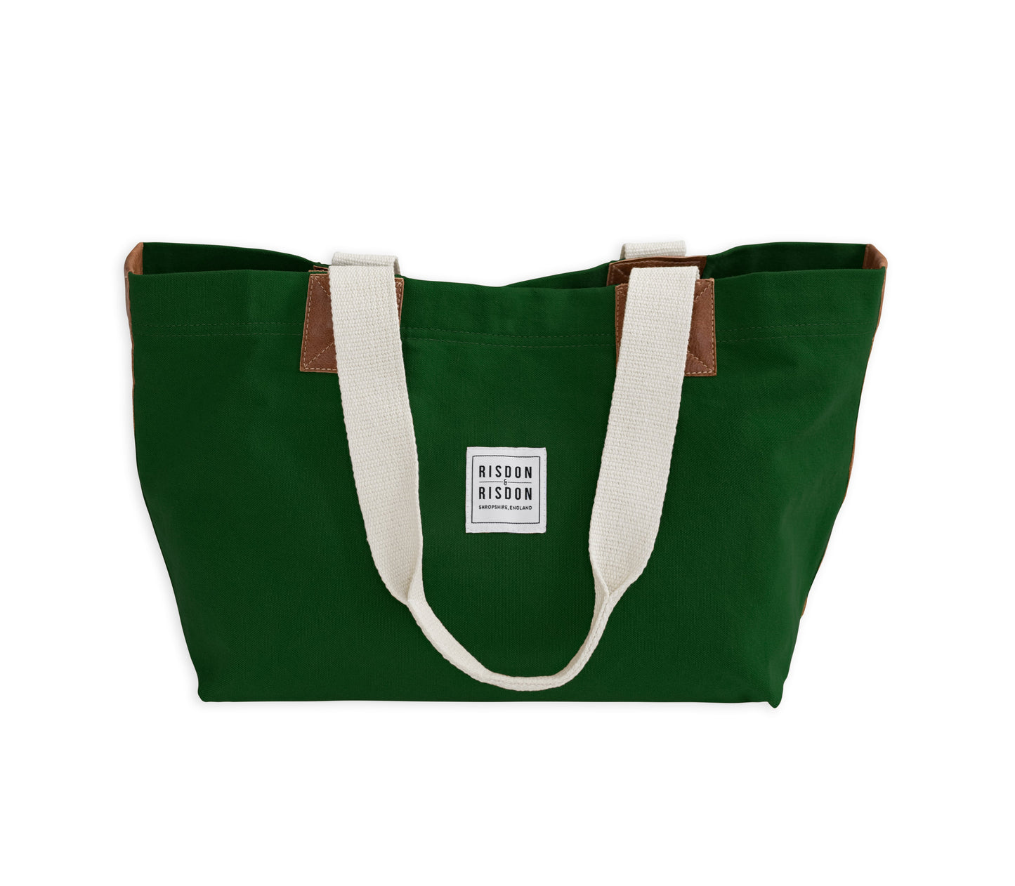 risdon and risdon canvas and leather market bag made in england uk shopper geen