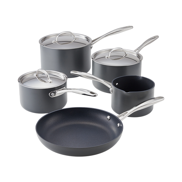 Stellar Hard Anodised, 5 Piece Saucepan Set, Non-Stick