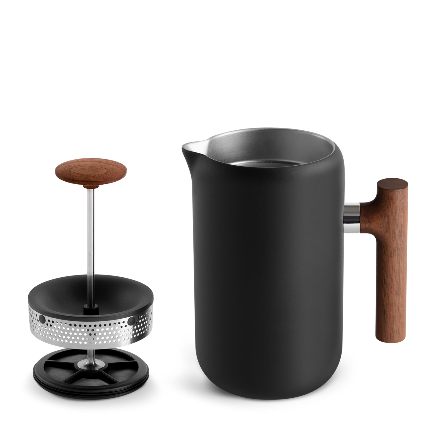 Fellow Clara French Press - 24oz - Matte Black & Walnut Handle