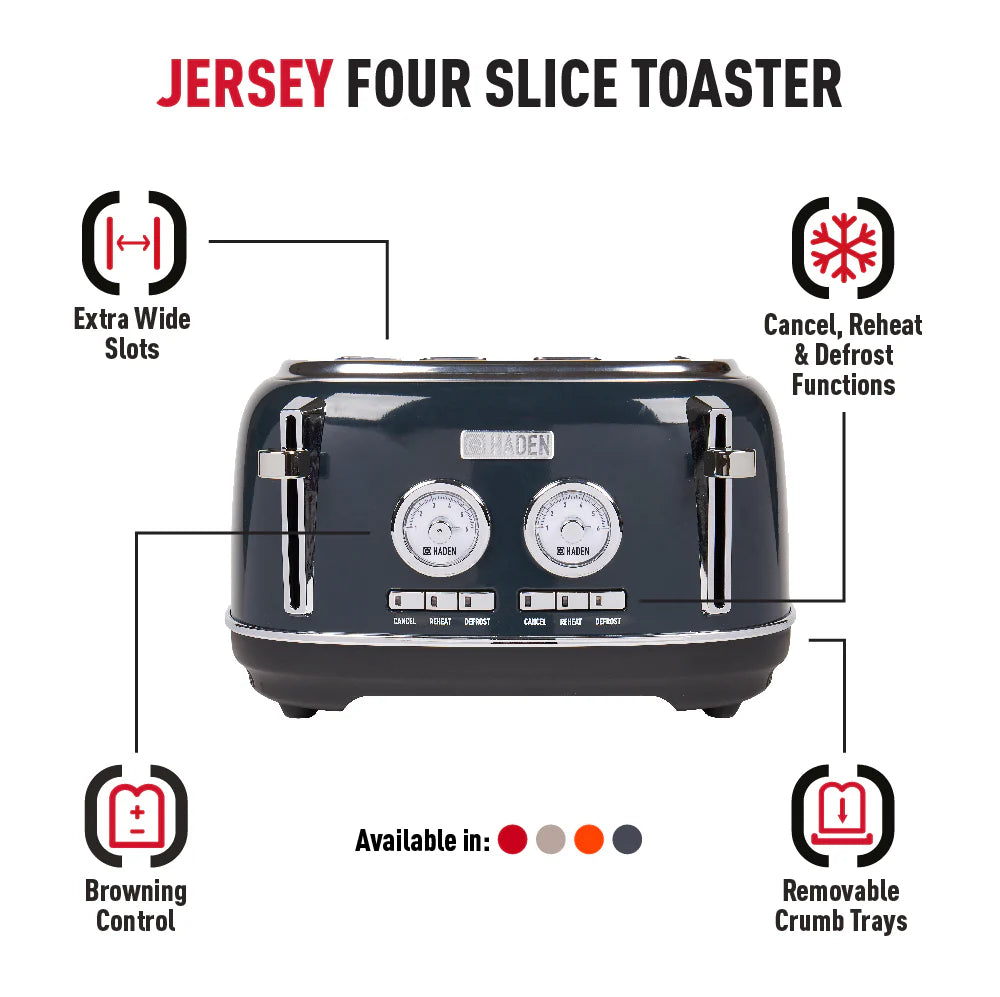 Haden Jersey Steel Blue 4 Slice Toaster
