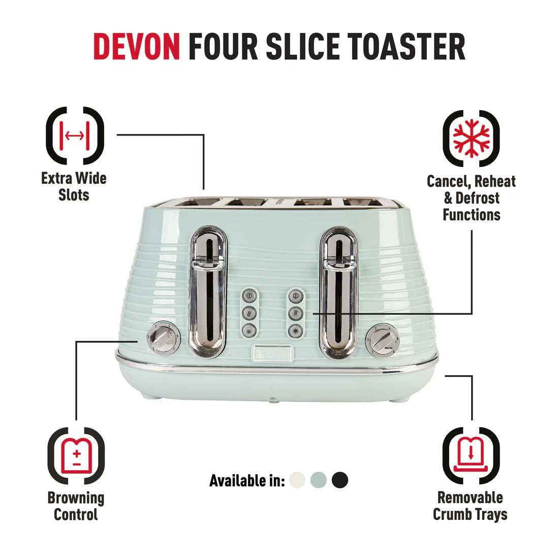 Haden Devon 4 Slice Toaster Eucalyptus