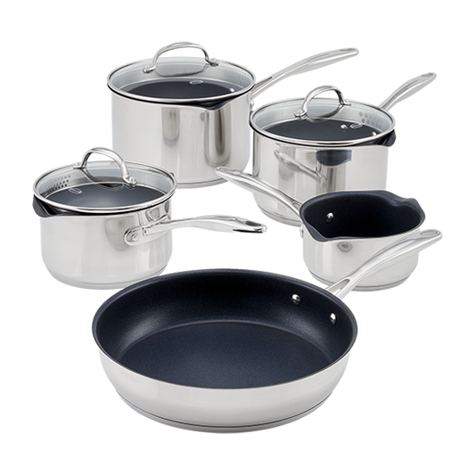 Stellar Profile 7000, 5 Piece Draining Saucepan Set, Non-Stick