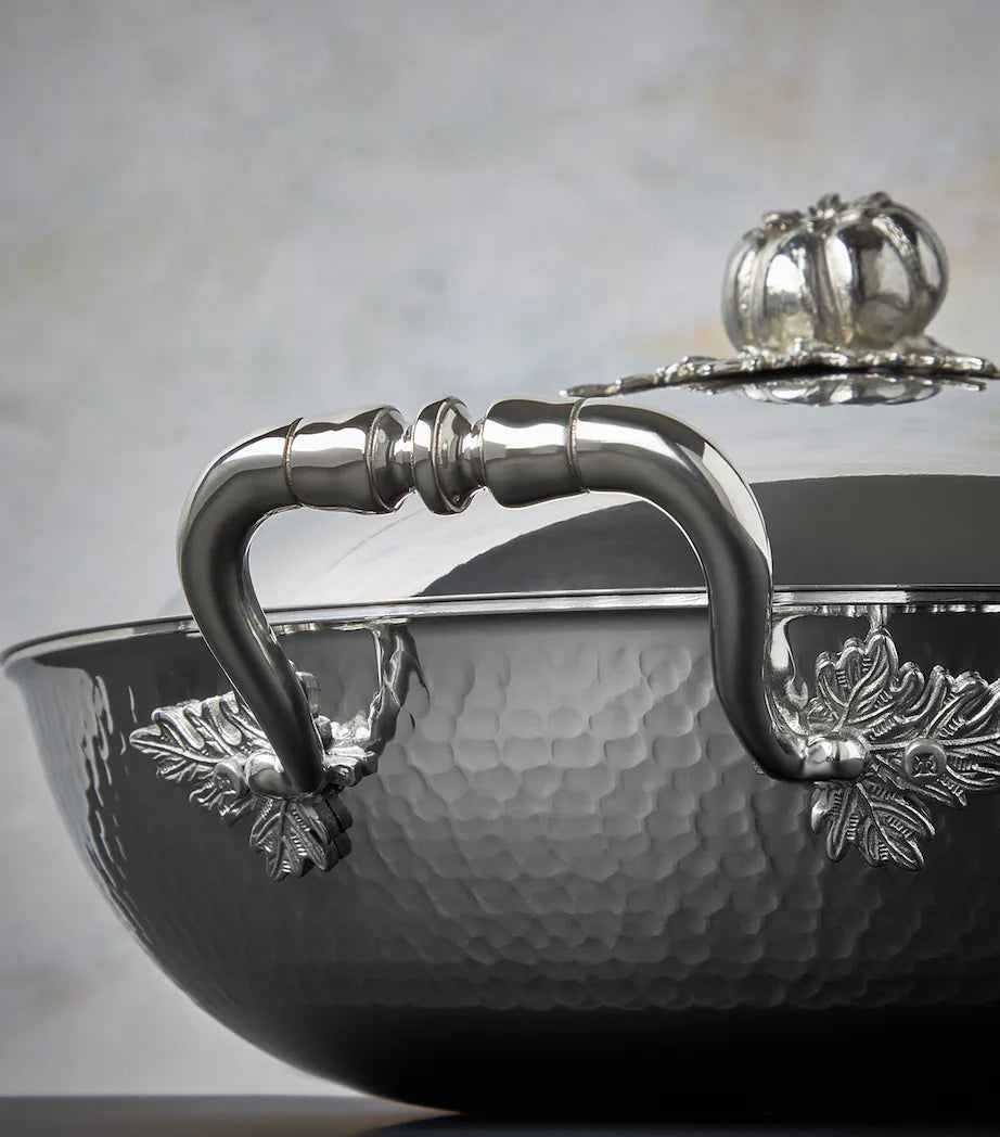 Ruffoni Opus Prima 30cm / 4.5L Covered Bowl Pan – Hammered Stainless Steel with Vegetable Finial