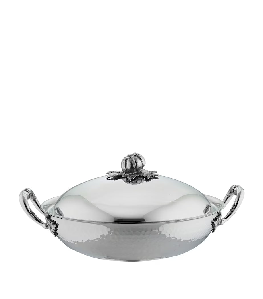 Ruffoni Opus Prima 30cm / 4.5L Covered Bowl Pan – Hammered Stainless Steel with Vegetable Finial