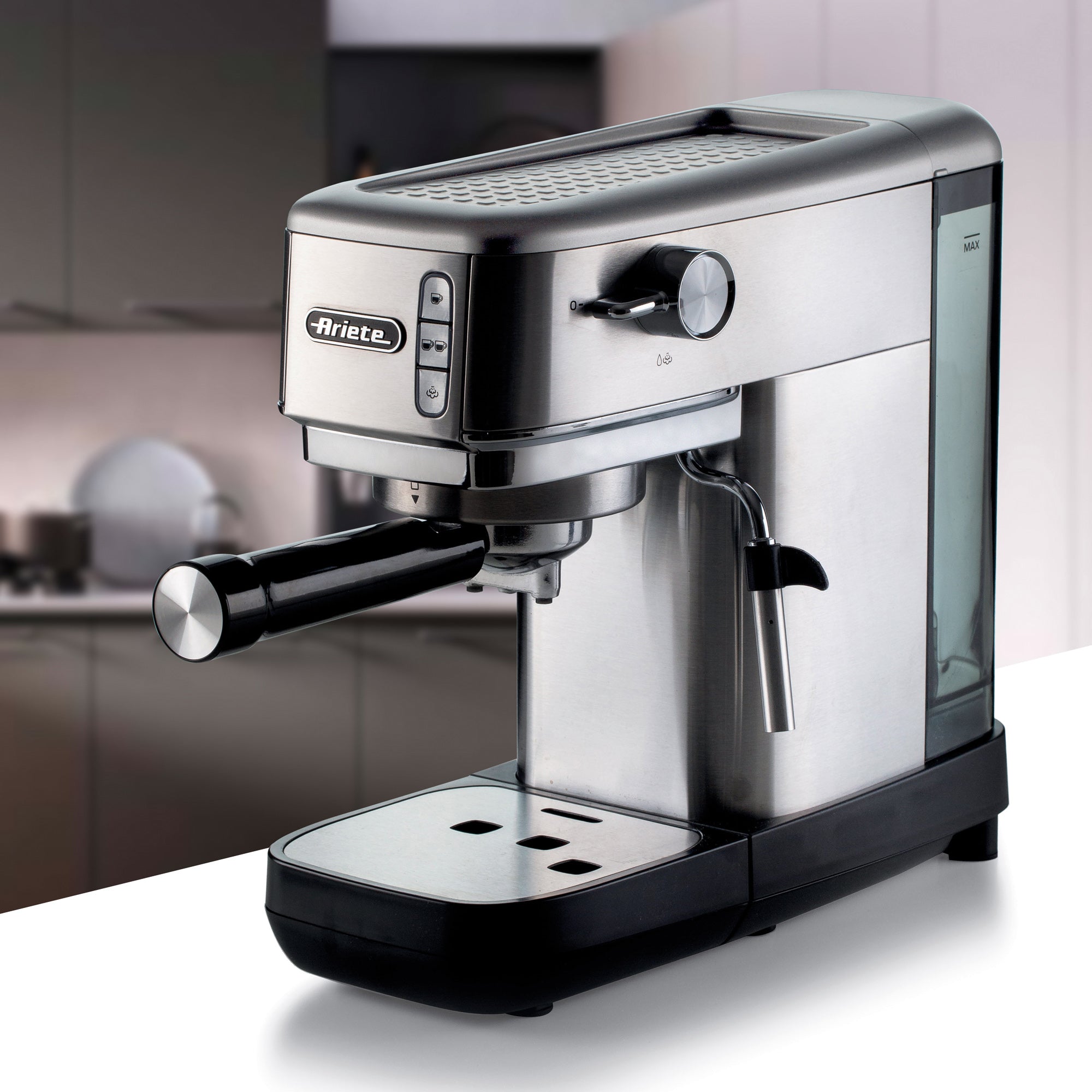 Ariete Metal Slim Espresso Coffee Maker – Brushed Stainless Steel