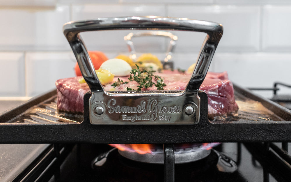 Samuel Groves Britannia Cast Iron Double Burner Griddle 45cm x 25cm