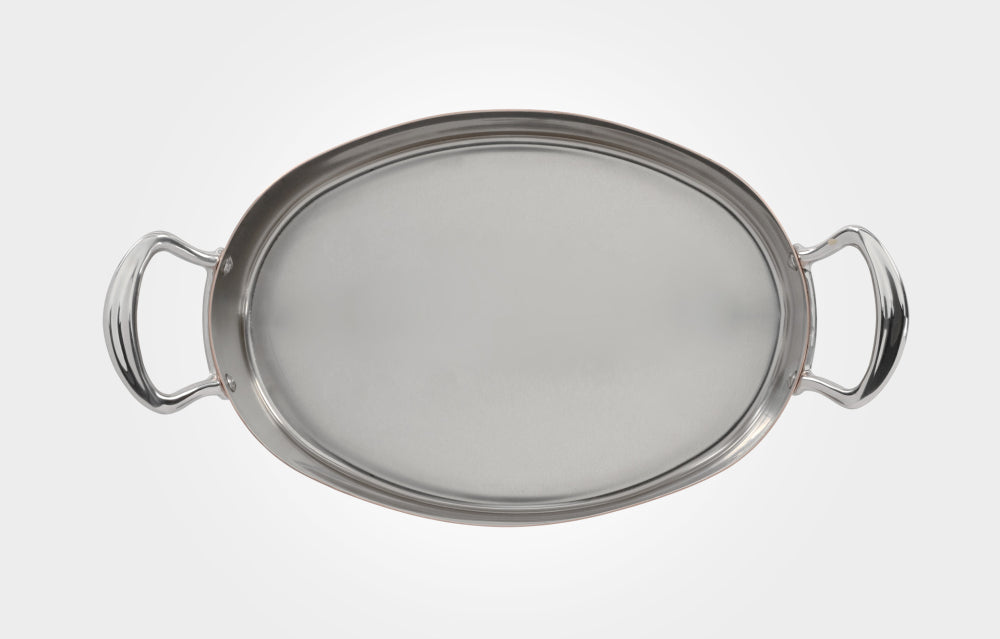 Samuel Groves 30cm Copper clad oval roaster with side handles