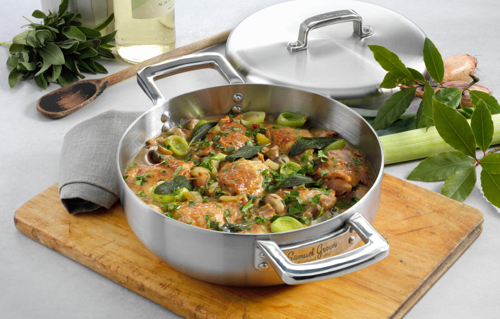 Samuel Groves Urban Stainless Steel Triply Chefs Pan with Domed Lid