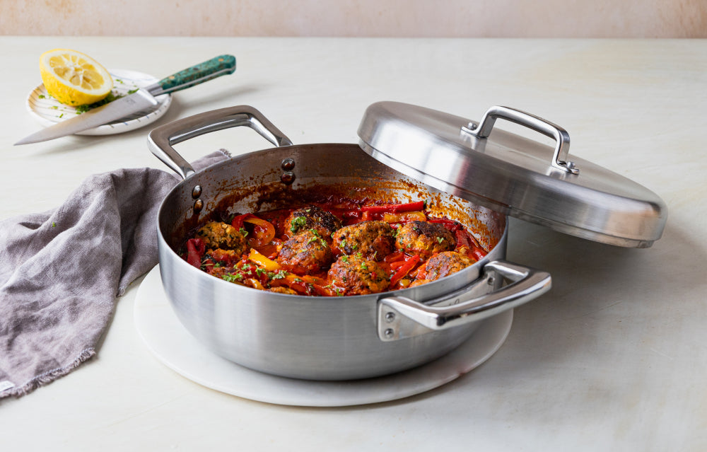 Samuel Groves Urban Stainless Steel Triply Chefs Pan with Domed Lid