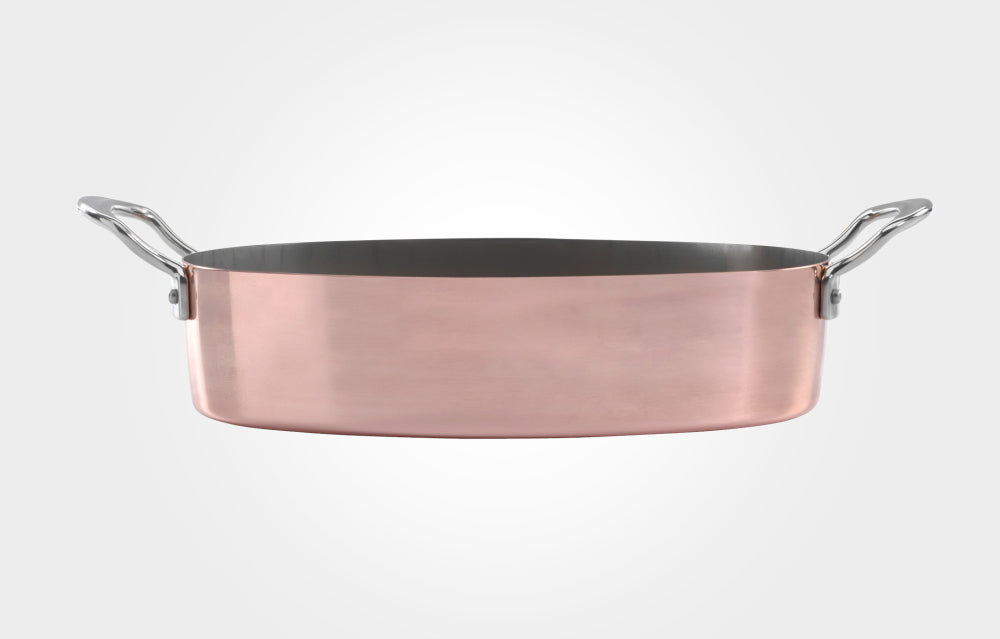 Samuel Groves 30cm Copper clad oval roaster with side handles