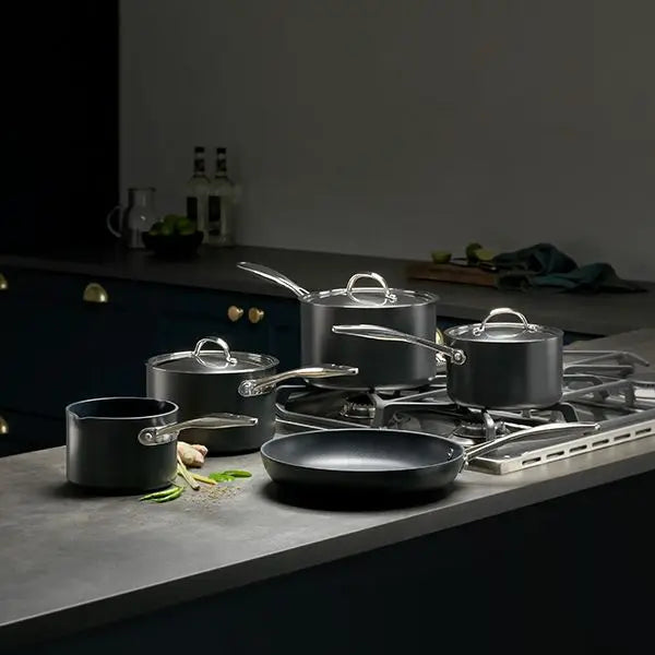 Stellar Hard Anodised, 5 Piece Saucepan Set, Non-Stick