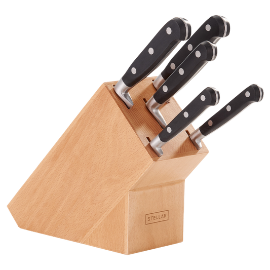 Stellar Sabatier IS, 5 Piece Knife Block Set, Wood