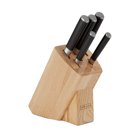 Stellar Poise, 5 Piece Knife Block Set, Wood