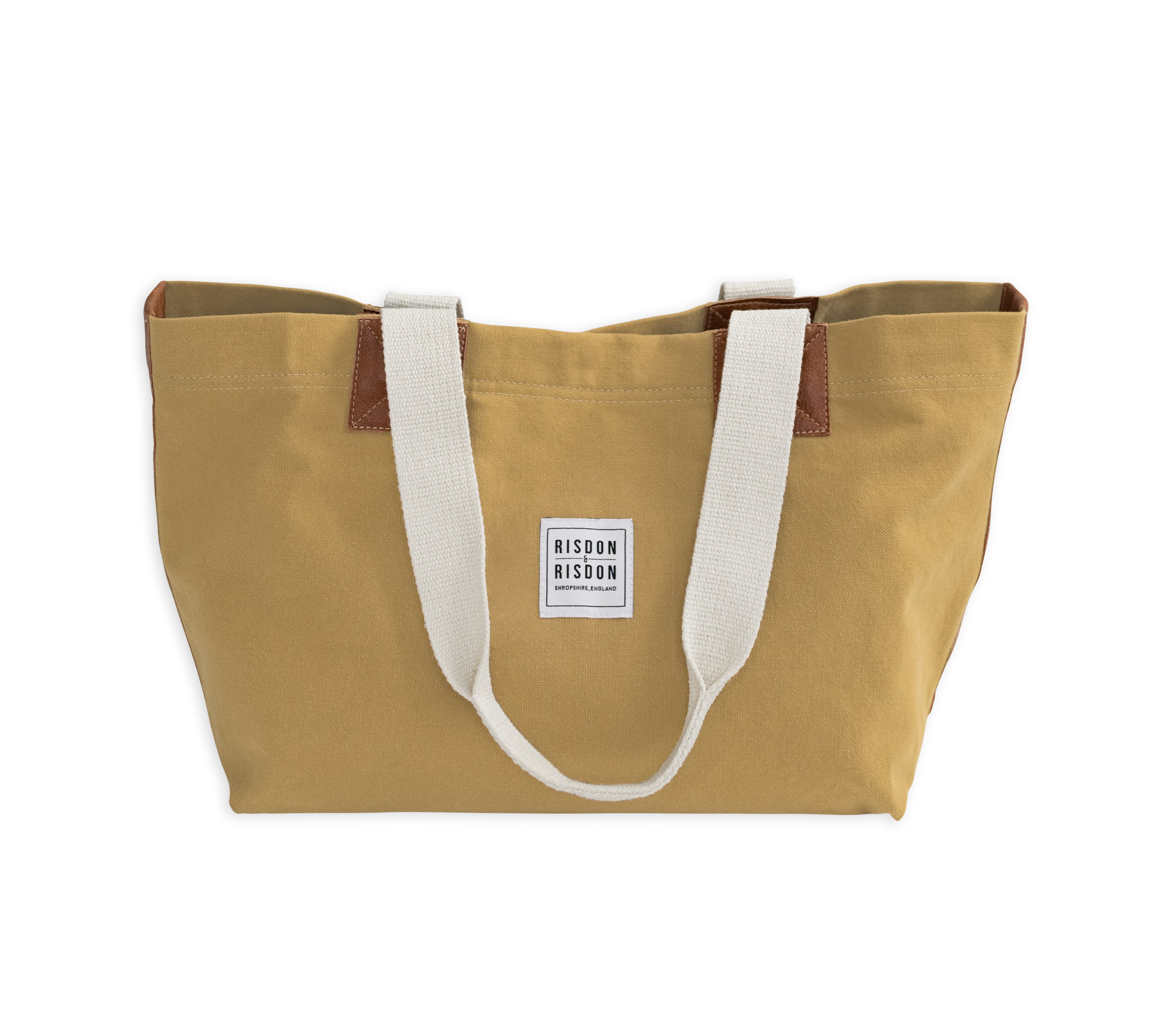 risdon and risdon canvas and leather market bag made in england uk shopper brown 
