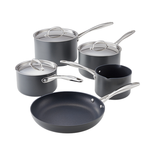 Stellar Hard Anodised, 5 Piece Saucepan Set, Non-Stick