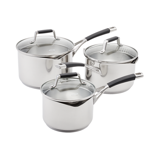 Stellar Flow, 3 Piece Draining Saucepan Set