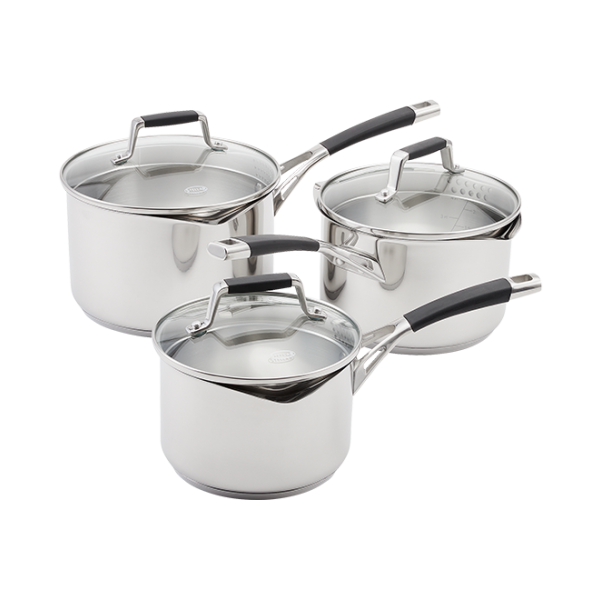 Stellar Flow, 3 Piece Draining Saucepan Set